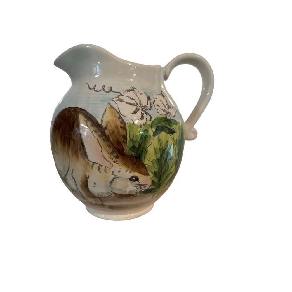 Maxcera Spring "Cabbage Bunny" Rabbit Garden 8" Ceramic Pitcher